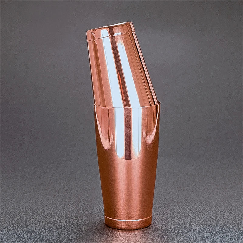 Copper-colored tumbler on a gray background
