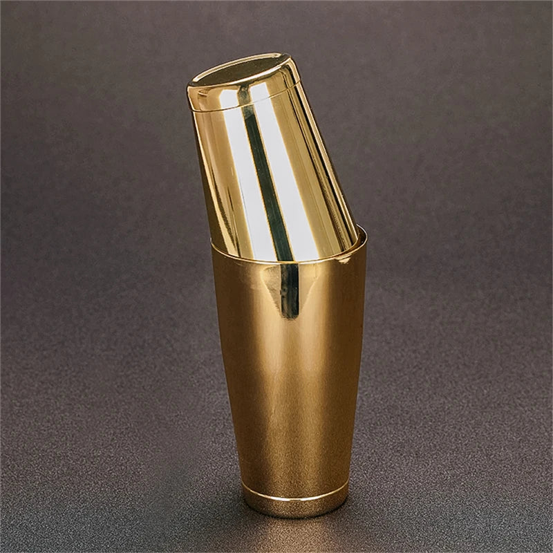 Gold metallic Shaker on a dark gray background