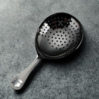 Black cocktail julep strainer