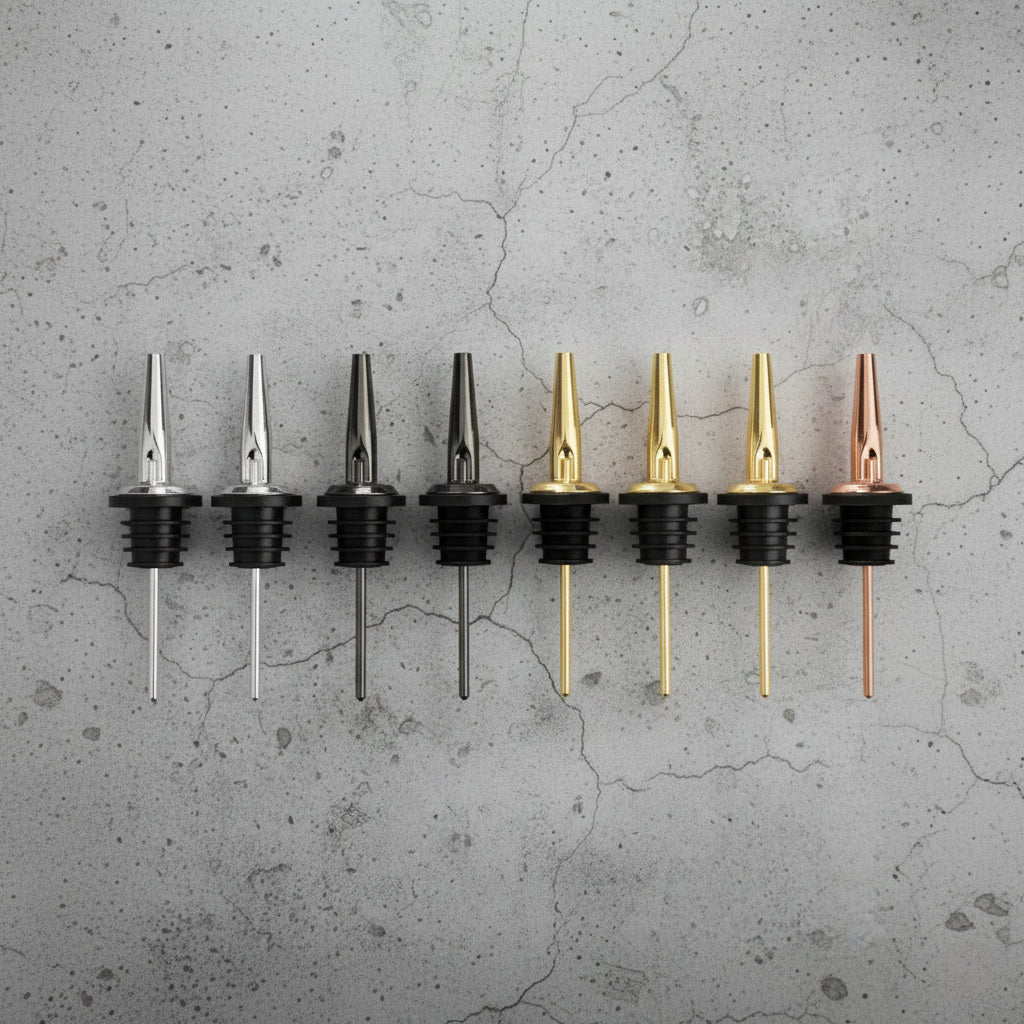 The Flow Control – Stainless Steel Liquor Pour Spouts 4 Pack