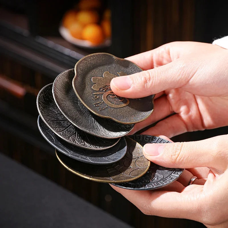 The Zen Disc – Vintage Alloy Coasters with Antique Finish