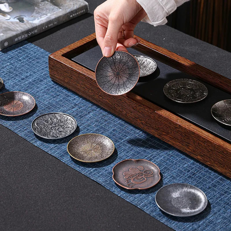 The Zen Disc – Vintage Alloy Coasters with Antique Finish