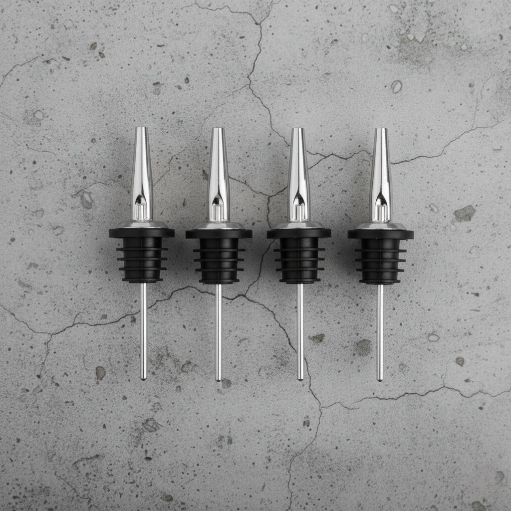 The Flow Control – Stainless Steel Liquor Pour Spouts 4 Pack